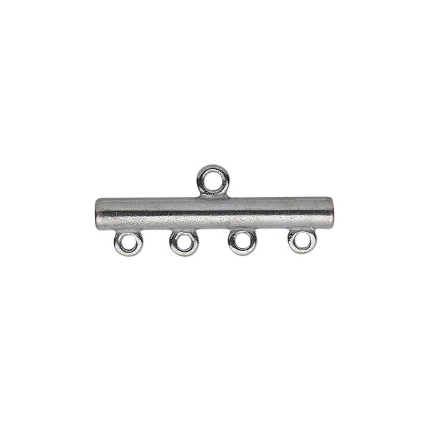 End bar, JBB Findings, gunmetal-plated brass, 25x3mm single-sided bar with 4 bottom loops. Sold per pkg of 2. image number 0