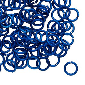 Jump ring, anodized tempered aluminum, dark blue, 8mm round, 5.6mm inside diameter, 17 gauge. Sold per pkg of 100.