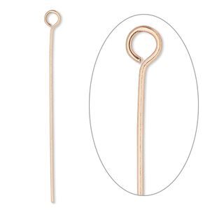 Eye pin, copper, 1-1/2 inches, 22 gauge. Sold per pkg of 50.