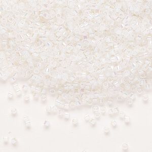 Seed bead, Delica®, glass, pkg/7.5g, #11 round, translucent rainbow opal (DB-0222).