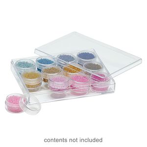 Organizer, clear plastic, 6-3/8 x 4-7/8 x 1 inch rectangle with 12 containers. Sold individually.