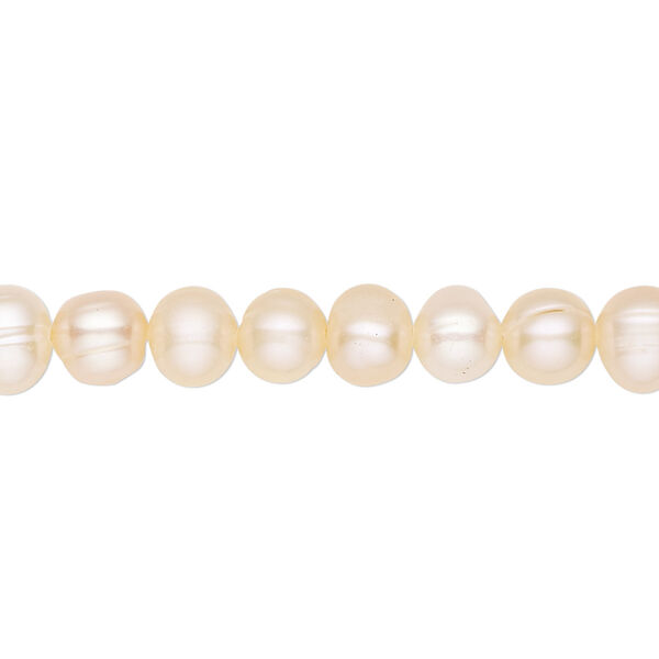 Pearl, cultured freshwater, peach, 6-7mm semi-round, D grade, Mohs hardness 2-1/2 to 4. Sold per 16-inch strand. image number 0