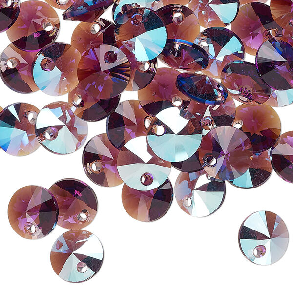 Drop 12pk amethyst shimmer, Crystal Passions® 8mm pendant mini disk 6428 image number 1