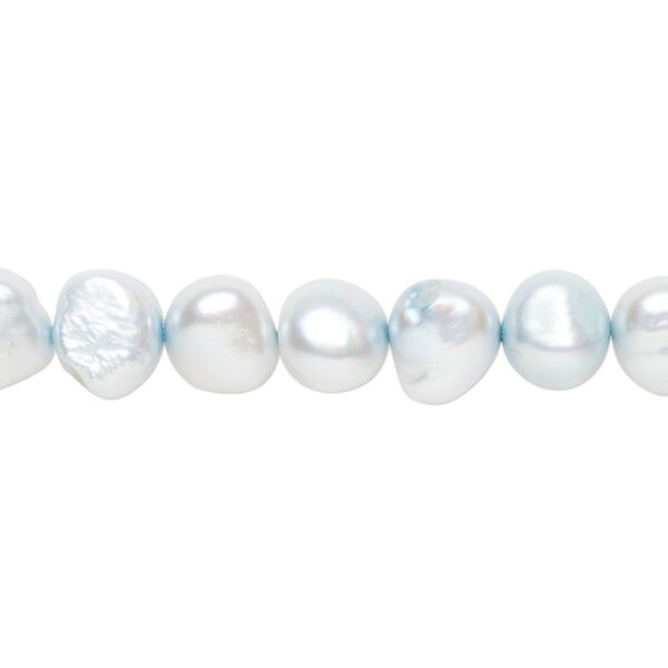 Freshwater pearl 1pkg1, flat-sided potato, 15 inch ice blue 7-8mm cultured image number 0