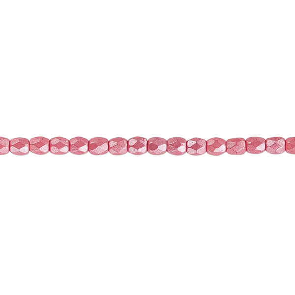 Bead, Czech fire-polished dipped décor glass, pearlescent dusty rose, 3mm faceted round. Sold per pkg of 1,200 (1 mass). image number 0