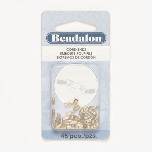 Cord end 1pkg45, glue-in, Beadalon®, antique gold-finished brass, 5x3mm, fits 2mm cord.