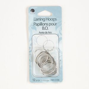 Earring hoop 1pkg12, 21mm round / endless loop, silver-finished steel 6 pair