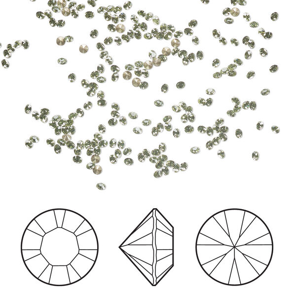 Chaton 12pk peridot foil back, Crystal Passions® Regenerated 1.35-1.4mm round PP7 1028 image number 0