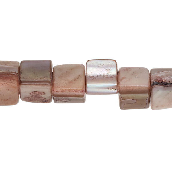 Mother-of-pearl shell 1pkg1, triangle tube bead 15 inch dark beige 6x6mm-13x8mm image number 0