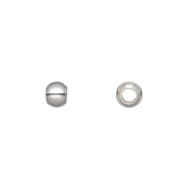 Bead, sterling silver, 6mm large-hole round. Sold per pkg of 2. image number 0