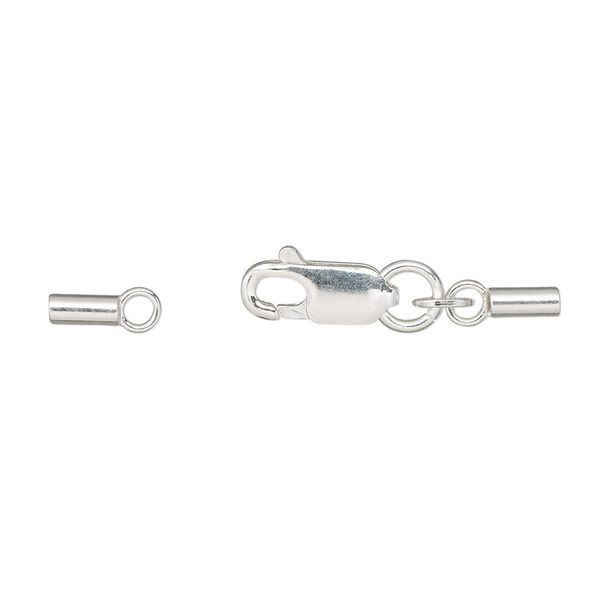 Clasp, lobster claw, sterling silver, 28x4mm with 2 crimp ends, 1mm inside diameter. Sold individually. image number 0