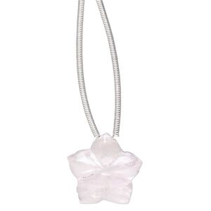 Rose quartz 1pkg1, hand-cut top-drilled 2-sided carved flower bead natural 16x16mm