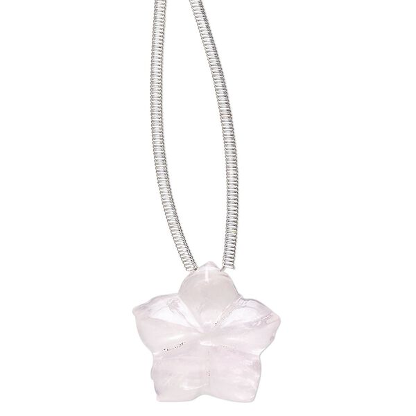 Rose quartz 1pkg1, hand-cut top-drilled 2-sided carved flower bead natural 16x16mm image number 0