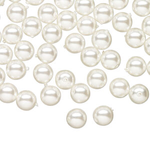 Bead druk Czech pearl-coated glass 60pk 6mm round, opaque white