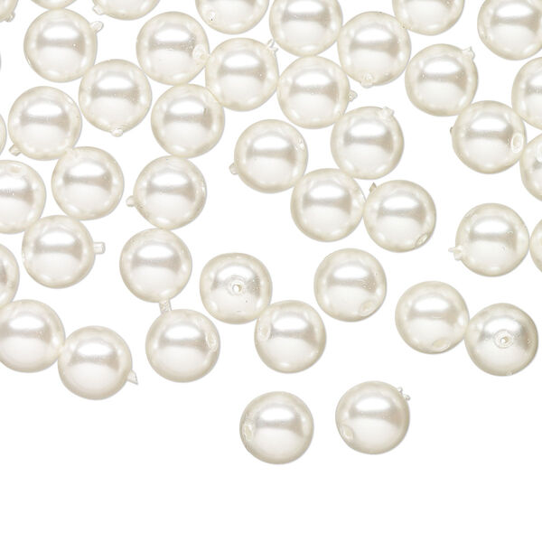 Bead druk Czech pearl-coated glass 60pk 6mm round, opaque white image number 0