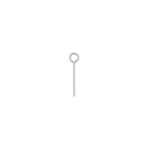 Eye pin, silver-plated brass, 1/2 inches, 24 gauge. Sold per pkg of 100.