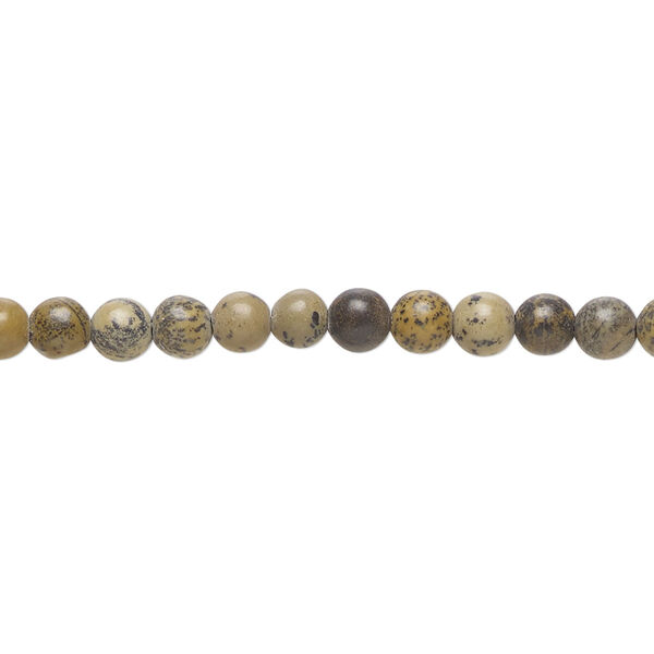 Bead, limestone (natural), 4mm round, C grade, Mohs hardness 3-1/2 to 4. Sold per 15-1/2" to 16" strand. image number 0