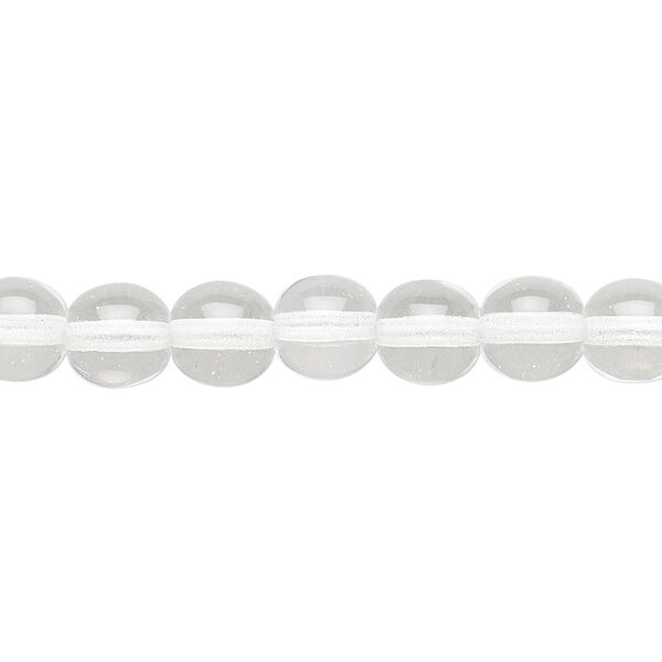 Bead, Czech glass druk, transparent clear, 8mm round. Sold per 15-1/2" to 16" strand. image number 0