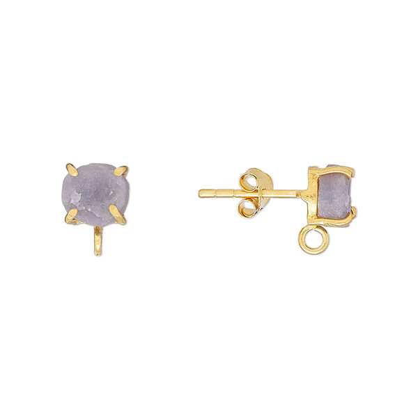 Sterling silver / tanzanite 1pkg2, rough nugget earstud / closed loop gold-plated 5-7mm image number 0