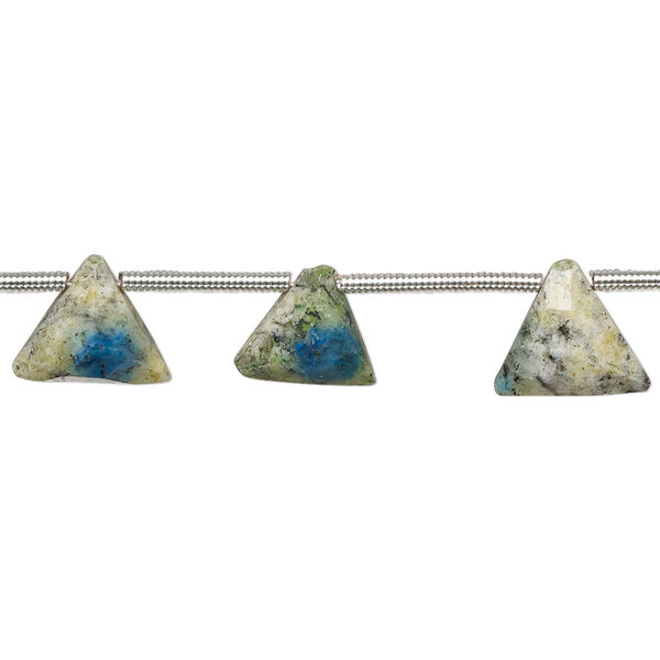 K2 "jasper" 1pkg14, hand-cut top-drilled faceted puffed triangle bead natural C grade, 10-11mm image number 0