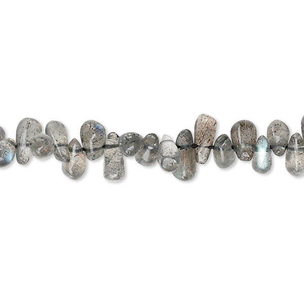 Bead, labradorite (natural), 6x3mm-9x4mm hand-cut top-drilled teardrop, C grade, Mohs hardness 6 to 6-1/2. Sold per 16-inch strand. image number 0