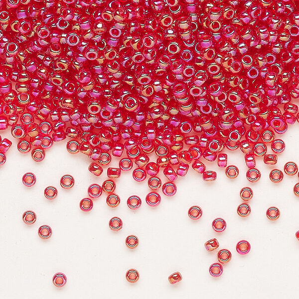 Seed bead, Miyuki, glass, pkg/25g, #11 rocaille, translucent rainbow red (RR-254). image number 0
