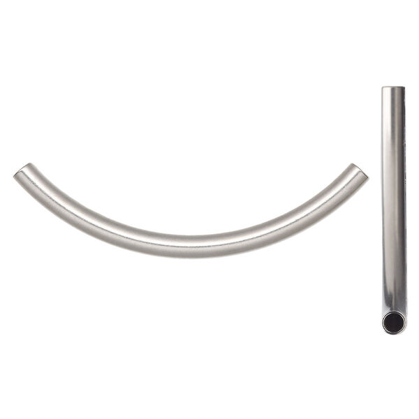 Bead, stainless steel, 85.5x6mm curved tube. Sold per pkg of 2. image number 0