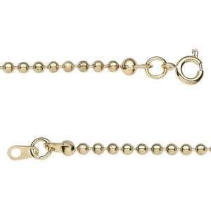 Chain 1pkg10 ball, 2.4mm / springring clasp, brass-finished steel 30 inch