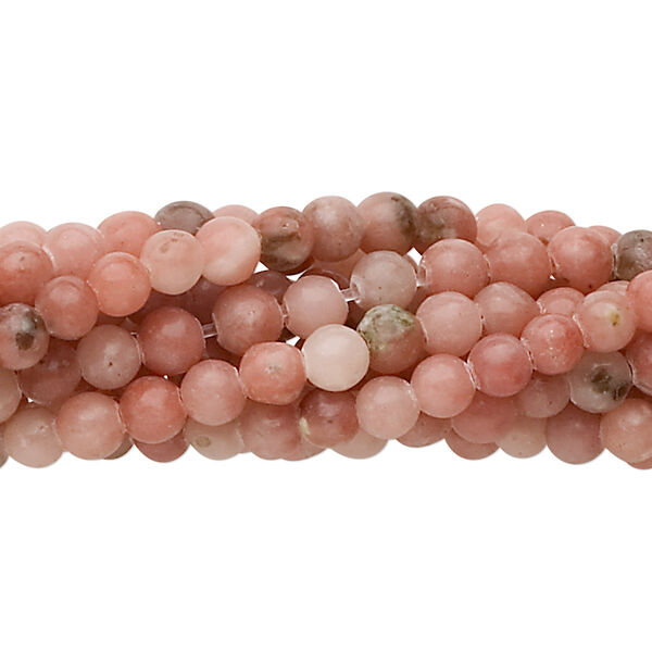 Bead, pink lepidolite (natural), 4mm round, C grade, Mohs hardness 2-1/2 to 4. Sold per pkg of (10) 15-1/2" to 16" strands. image number 0