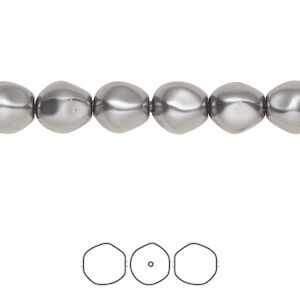 Pearl 10pk dark grey, Crystal Passions® 8mm baroque round 5841