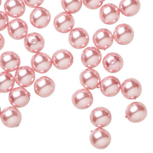Bead 1pkg60, Czech pearl-coated glass druk, opaque pink, 6mm round.