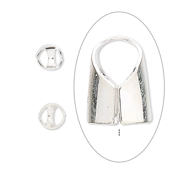 Cord end, glue-in, sterling silver, 9x6mm, 5mm inside diameter. Sold per pkg of 4. image number 0