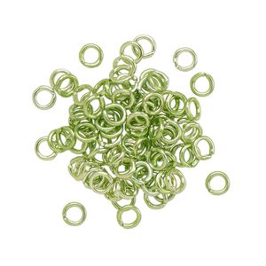 Jump ring, anodized aluminum, green, 4mm round, 2.4mm inside diameter, 20 gauge. Sold per pkg of 100.