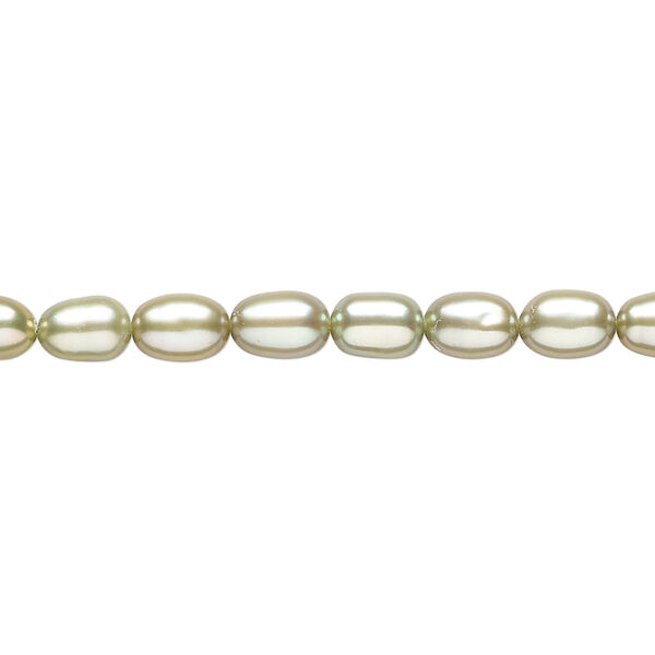 Pearl 1pkg1 cultured freshwater, 5mm rice C grade, 15 inch dyed moss image number 0