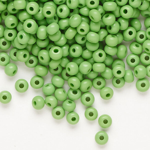 Seed bead, Preciosa Ornela Czech glass, pkg/500g, #6 rocaille, opaque mint green, (53230). image number 0