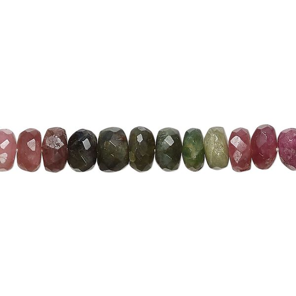 Multi-tourmaline 1pkg1, hand-cut faceted rondelle bead natural 14 inch 5x3mm-7x4mm image number 0