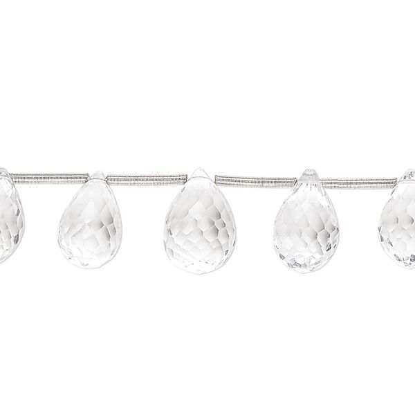 Quartz crystal 1pkg1, hand-cut top-drilled faceted teardrop bead natural 8 inch graduated 8x5mm-12x7mm image number 0