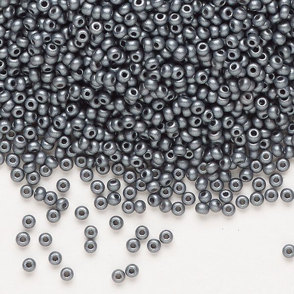 Seed bead, Preciosa Ornela Czech glass, pkg/500g, #11 rocaille, opaque PermaLux dyed black chalkwhite, (22022). image number 0