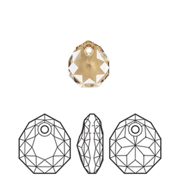 Drop 1pk crystal golden shadow, Crystal Passions® 11.5x10mm pendant majestic 6436 image number 0