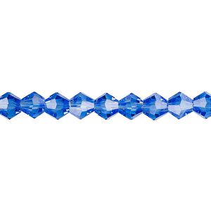 Bead 1pk transparent medium blue, Celestial Crystal® 6mm bicone 15.5-16 inch