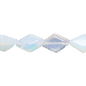Bead, sea "opal" glass (manmade) 1pkg1, 15x10mm puffed diamond, 15 inches.