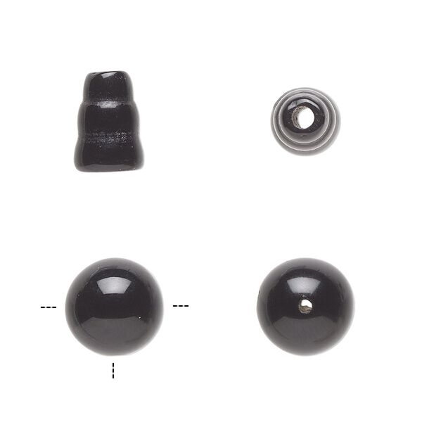 Black onyx 2pkg2, T-drilled round / cone bead 10mm / 9x7mm image number 0