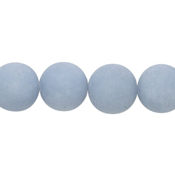 Angelite 1pkg1, matte round bead natural 8 inch 12mm image number 0