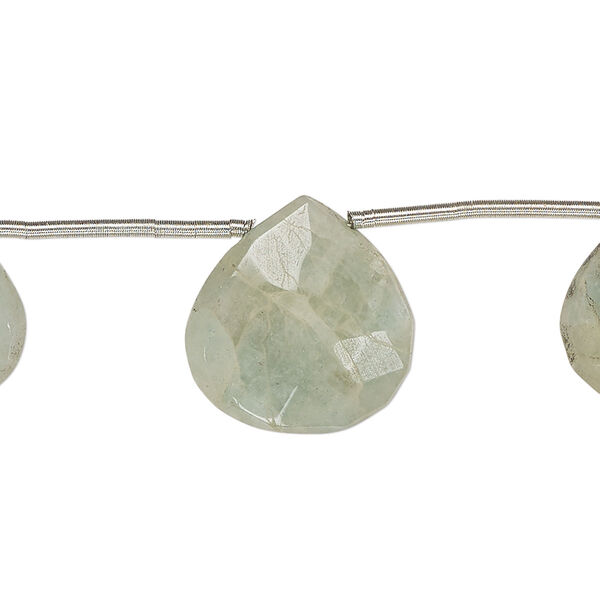 Aquamarine / golden beryl 1pkg6, hand-cut top-drilled faceted puffed teardrop bead 16x15mm-19x18mm image number 0