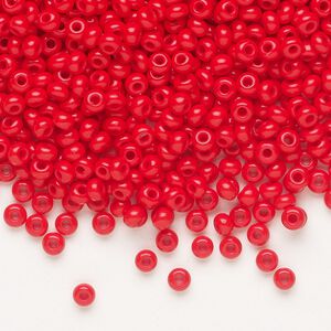 Seed bead, Preciosa Ornela Czech glass, pkg/500g, #8 rocaille, opaque bright red coral, (93170).