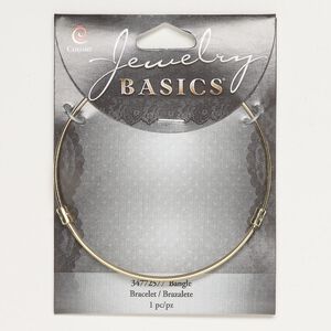 Component, bangle bracelet, gold-finished steel, 2.5mm wide, adjustable up to 8 inches. Sold individually.