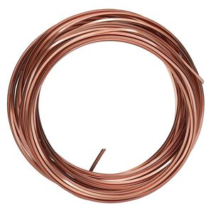 Wire, ParaWire™, antiqued copper, square, 18 gauge. Sold per 7-yard section.