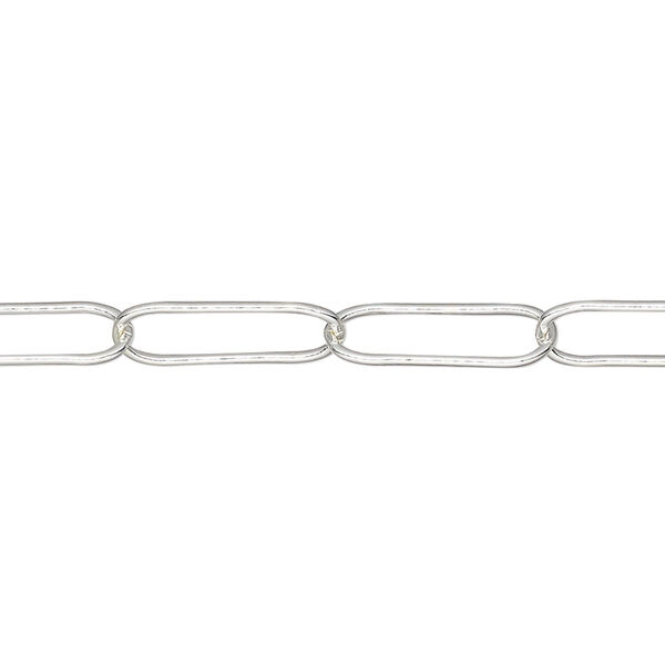 Chain, sterling silver, 5.5mm paperclip. Sold per pkg of 5 feet. image number 0