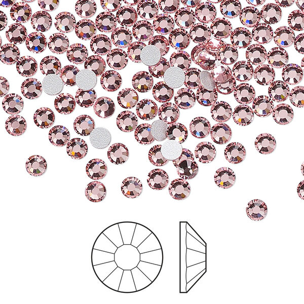 Flat back 1440pk light rose foil back, Preciosa Viva 12® Czech crystal rhinestone 3-3.2mm chaton rose round SS12 image number 0