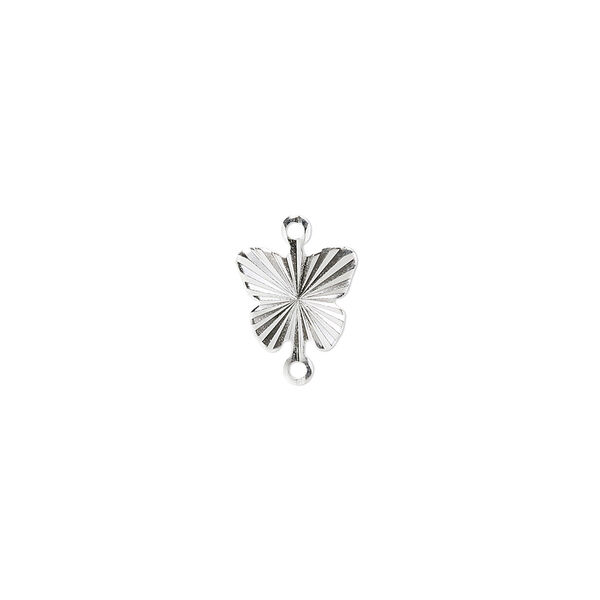 Link, silver-plated brass, 9mm diamond-cut butterfly. Sold per pkg of 20. image number 0